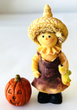 Miniature Harvest Scarecrow Figure Halloween Pumpkin Dollhouse Porch Decor 3.5&quot; - £13.91 GBP