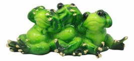 Whimsical See Hear and Speak No Evil Trio Frogs Statue 7.5&quot;L Pond Animal... - $25.99