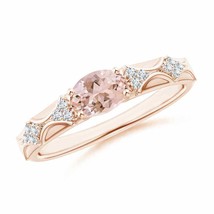 ANGARA Oval Morganite Vintage Style Ring with Diamond Accents in 14K Gold - £806.59 GBP