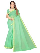 Women&#39;s Green Art Silk Solid Saree With Blouse sari - £1.56 GBP