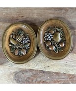 2 Vintage Ceramic Oval Fruit Wall Hanging 7” T x 6” - $14.00