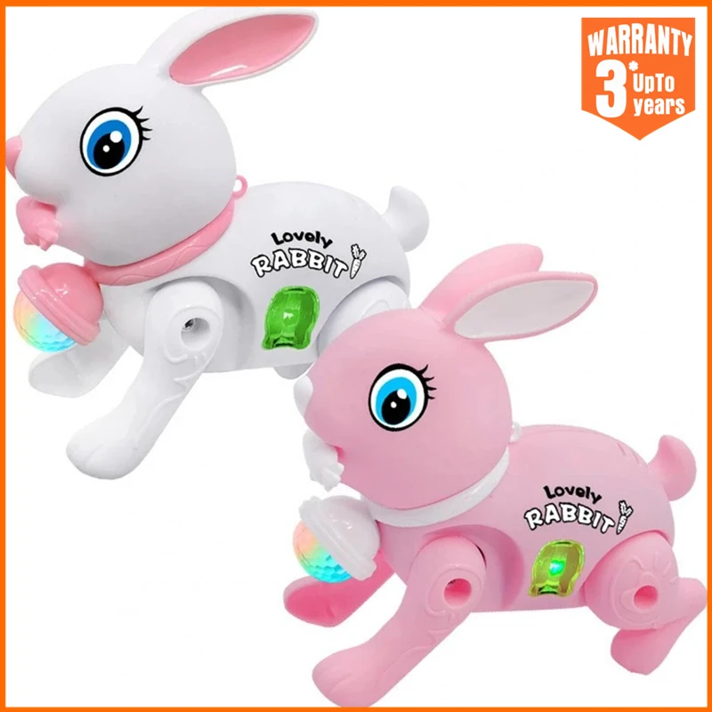 New Electric Little Rabbit Toy Traction Rope Luminous Baby Learning Craw... - £9.94 GBP+