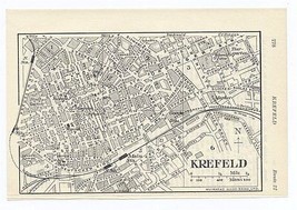 1933 Original Vintage City Map Of Krefeld / NORTH-RHINE Westphalia / Germany - $22.93