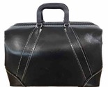 Doctors Bag Black Leather Zip Closure Vtg Gladstone Bag Medical DR - $69.29