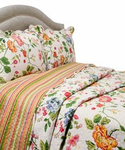 Pegasus Home Fashions Amie Floral Stripe Multi Scallop 3-PC Full/Queen Quilt Set - £55.15 GBP