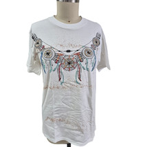Vtg 80s 90s Roger&#39;s Originals White T-shirt Single Stitch Puffy Tribal I... - $60.59