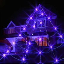 Halloween Decorations Outdoor Giant Spider Web With 135 Led Purple Lights, Outsi - £36.75 GBP