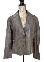 Sorbe’ Beautiful Shimmer Taupe Real Suede Leather Blazer Jacket Size XL - $29.69