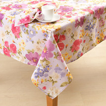 BEAUTIFUL Corinne  Bloom Pink Floral Print Tablecloth - 60x84 Oval - £17.32 GBP