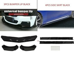 3PCs Car Front Bumper Lip Spoiler Diffuser Body Kits + 4PCs Side Skirt Splitter - £75.28 GBP