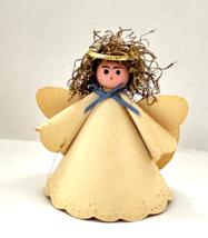 Angel Cone Christmas Ornament Figurine Small Tree Topper Cardboard 3.5&quot; - £11.01 GBP