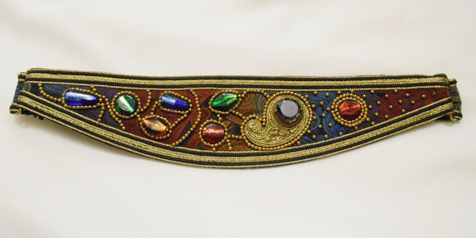 Primary image for R J GRAZIANO Women's BELT Vintage 1980's Leather Glass Bead & Metal Art SMALL S