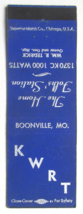 KWRT - Boonville, Missouri Radio Station 20 Strike Matchbook Cover Home Folks&#39; - $2.00