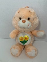 Kenner Care Bears Friend Bear 1983 vintage plush peach teddy embroidered flowers - $14.84