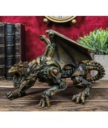 Crouching Steampunk Robotic Dragon Statue 10&quot;L Mechanical Cyborg Dragon ... - $54.45 CAD