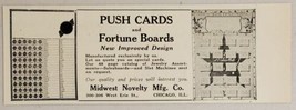 1931 Print Ad Push Cards &amp; Fortune Boards Midwest Novelty Chicago,Illinois - £7.15 GBP