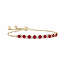 ANGARA 3.34Cttw Natural Ruby and Diamond Tennis Bolo Bracelet in 14K Solid Gold - £2,076.67 GBP