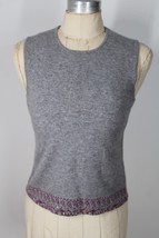 Vtg 90s Y2K Ann Taylor S Gray Beaded Hem Wool Angora Shell Tank Sweater - £14.84 GBP