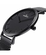 Black Stainless Steel Slim Men Watch Quartz Watch - £49.45 GBP