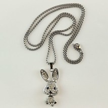 Rhinestone Bunny Rabbit Necklace Fashion Jewelry Silver Chain