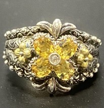 Vintage Barbara Bixby 18K Gold Sterling Citrine Tanzanite Gems Ring  13G Size 8 - £134.48 GBP
