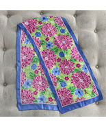 Lilly Pulitzer 100% Silk Ford Floral Mum Scarf Blue Pink - $508.89 MXN