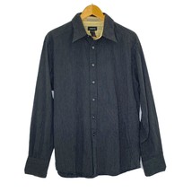 Claiborne Mens Size XL Long Sleeve Button Front Collared Shirt Black Pin... - £17.97 GBP