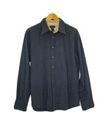 Claiborne Mens Size XL Long Sleeve Button Front Collared Shirt Black Pin... - £17.97 GBP