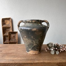 Antique Turkish Terracotta Vase - Vintage Pottery Clay Pot - £141.22 GBP
