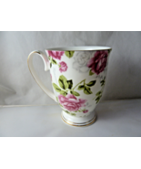 Bonechina Tang Shan China Footed Mug Pink Roses on White 10 OZ Romantic - $37.89 CAD