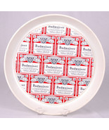 VINTAGE ROUND PLASTIC BUDWEISER SERVING TRAY 13&quot; ROUND MAN CAVE DECOR KI... - $247.35 MXN