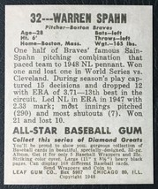 1948 Leaf #32 Warren Spahn Reprint - MINT - Boston Braves - £1.56 GBP