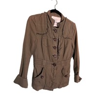 ANTHROPOLOGIE HEI HEI Womens Size 2 Army Green Button Front Jacket Distr... - £28.58 GBP