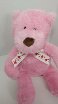 Hallmark pink plush teddy bear red heart ribbon bow valentines day stuffed - £13.92 GBP