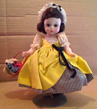 Vintage Madame Alexander &quot;French&quot; Doll; Flex Knees, Hat, Stand, odd (?) Basket - £31.34 GBP