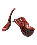 Asian Red Black Melamine Ladle Style Spoons Pack Of 6 Set With Notch And... - €13,29 EUR
