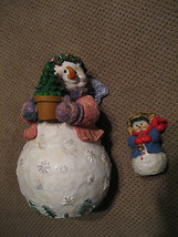 Christmas Winter 2004 8&quot; Snowman Table Display &amp; 3&quot; Snowman Ornament Lot - £9.58 GBP