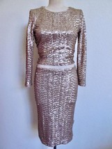 NWT Rose Gold Sequin Alice + Olivia Lebell 2Pc Dress 4 Top Pencil Skirt Body Con - £158.76 GBP