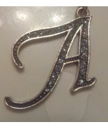 Necklace INITIAL &quot;A&quot; SILVERTONE WITH CLEAR STONES STYLIZED - A - 15 1/2&quot;... - $147.91 MXN
