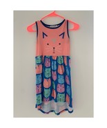 Girls Size 8 Adorable CAT All Over Print Sleeveless Tank Hi Lo Colorful ... - £9.21 GBP