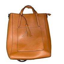 Ecosusi Faux Leather Multi-Way Convertible Tote Backpack Handbag in Cognac Tan - £34.10 GBP