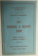 1951 MINSTREL &amp; VARIETY SHOW vintage YMCA program Hamilton Jr High Balti... - £7.73 GBP