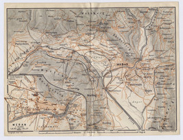 1910 ORIGINAL ANTIQUE MAP OF MERAN MERANO AND VICINITY / AUSTRIA / ITALY - $31.06