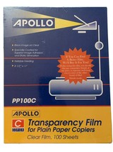 Apollo Transparency Film For Plain Paper Copiers PP100C 8.5&quot;x11&quot; 100 PC - $514.46 MXN