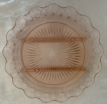 Vintage Old Colony Open Lace Pink Depression Glass 3 Section Relish Plate - £6.30 GBP