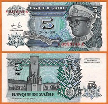 ZAIRE 1993  UNC 5 Nouveaux Makuta Banknote Paper Money Bill P- 48a - £1.55 GBP