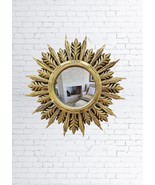 Brass Sunburst Wall Mirror: Art Deco Style Resin Home Decor - $135.99 CAD