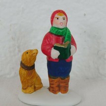 Lemax Village Collection Ceramic Boy Caroler with Dog Christmas Winter Snow 1998 - £7.62 GBP