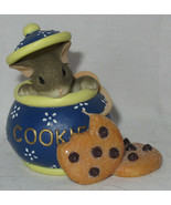 Charming Tails by Fitz and Floyd HI COOKIE Mouse in a blue Cookie Jar - $58.06 CAD