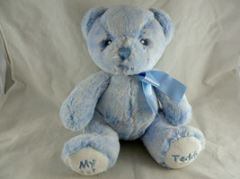 Aurora Baby My 1st Teddy 12&quot; Plush Blue Bear with Bow Embroidered Eyes Soft - £1,579.95 GBP